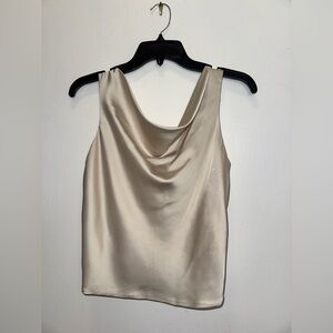 Abercrombie & Fitch Cowl Neck Sleeveless Top in Cream